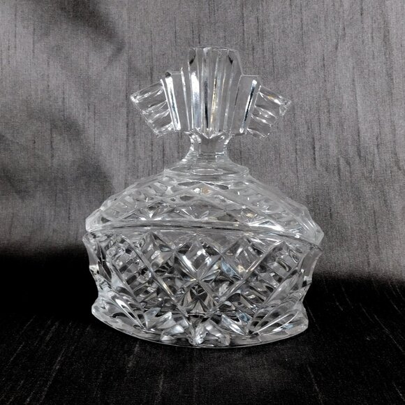 Cut Glass Powder or Vanity Jar with Lid # 21589 - Picture 1 of 3